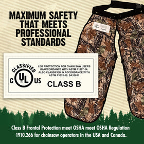 FORESTER apron-style chaps offer quick on/off protection between tasks