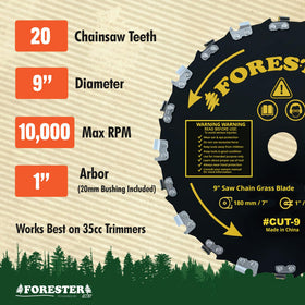 FORESTER conversion kit sold separately enables brush cutter setups on compatible machines.