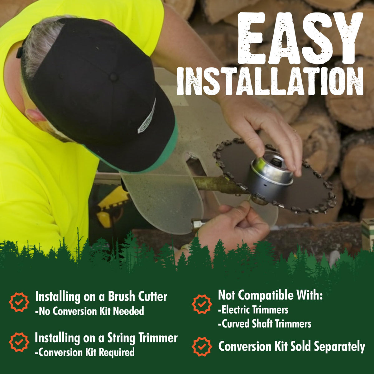 FORESTER heavy-duty cutting action for dense brush and saplings.