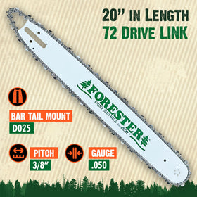 Laminated steel FORESTER bar construction highlights durability for tough tasks.
