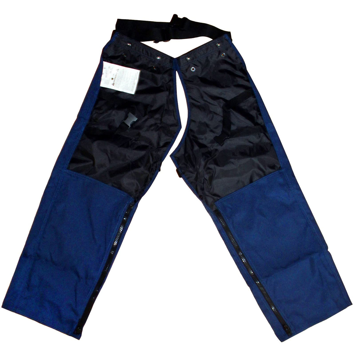 FORESTER navy trimmer chaps full-coverage design for safe trimming tasks.