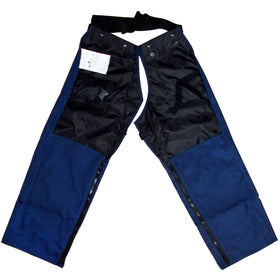 FORESTER navy trimmer chaps full-coverage design for safe trimming tasks.