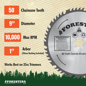 FORESTER blade powering through thick brush for faster clearing.