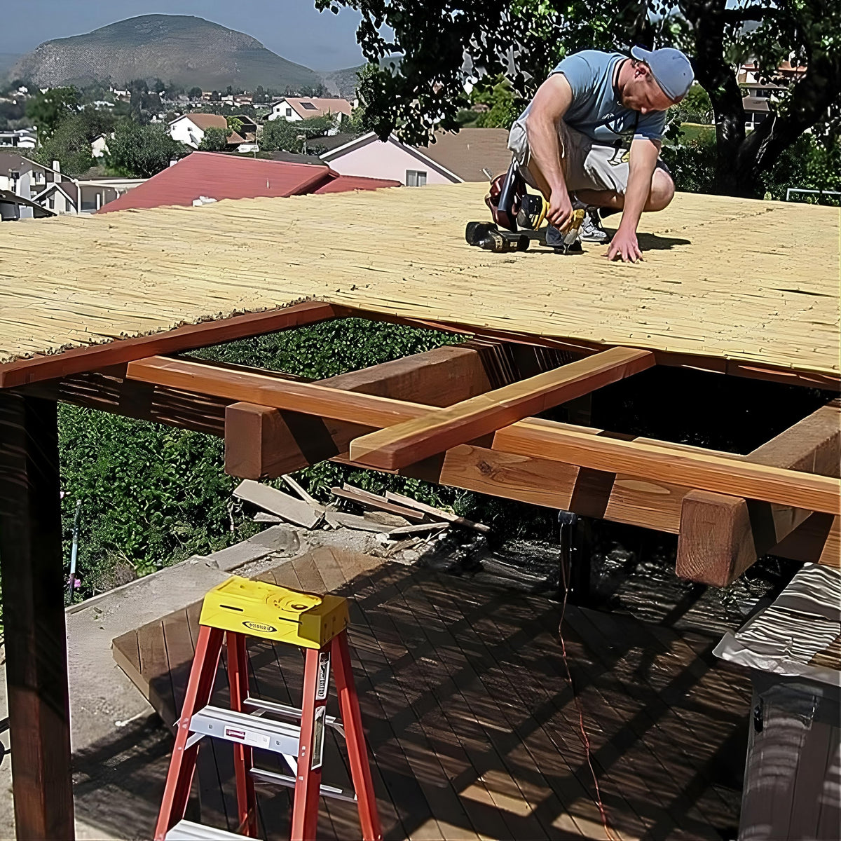 FOREVER BAMBOO Backyard X-Scapes panel deck-skirt, hides under-deck area with natural style.