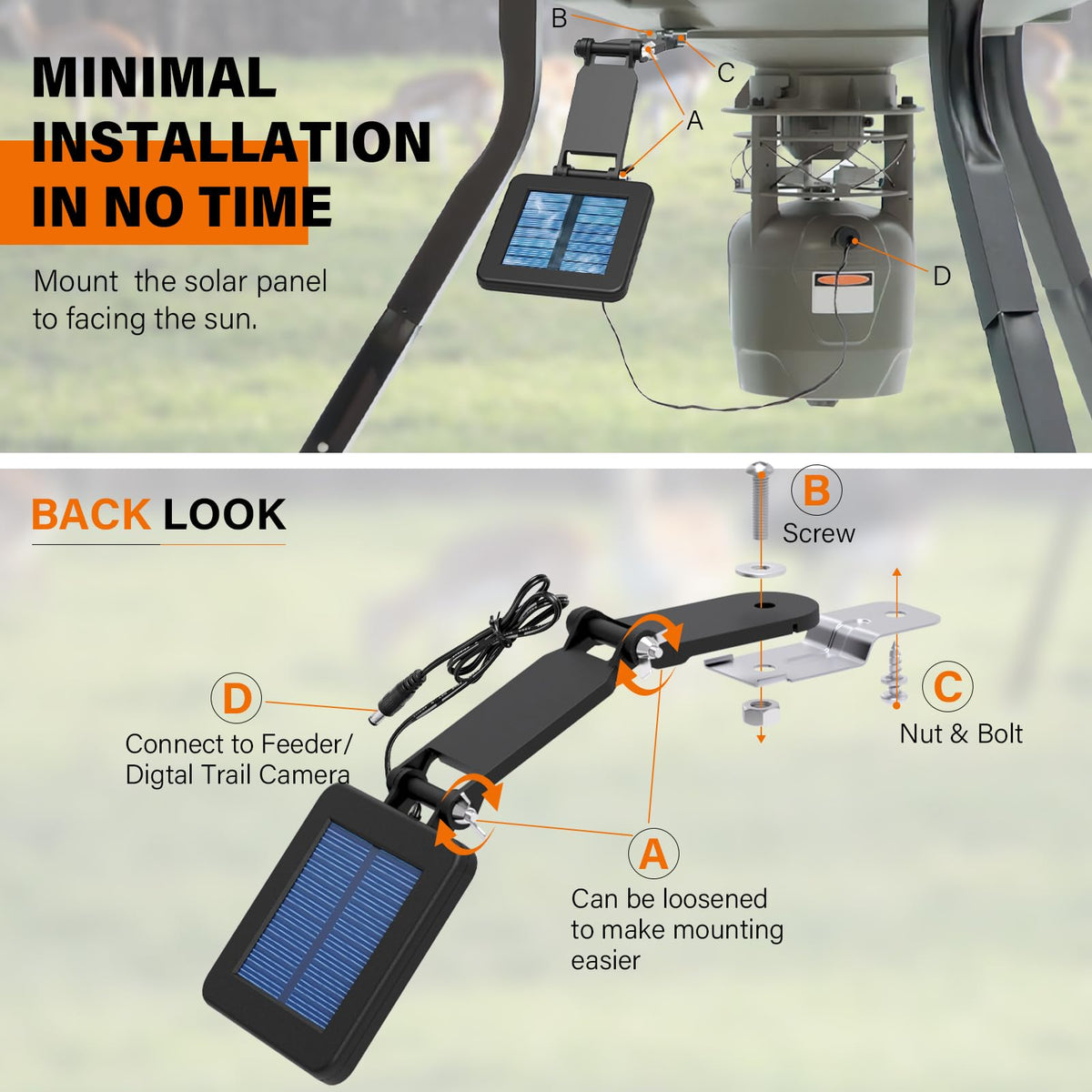 Foricx 6V solar panel feeder connector plug ensures quick setup.