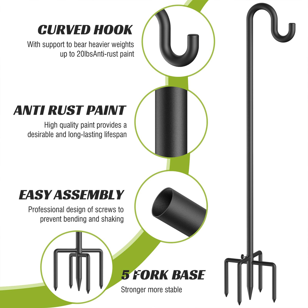 Forlogic adjustable height pole set at 40-60-76 inches for flexible placement