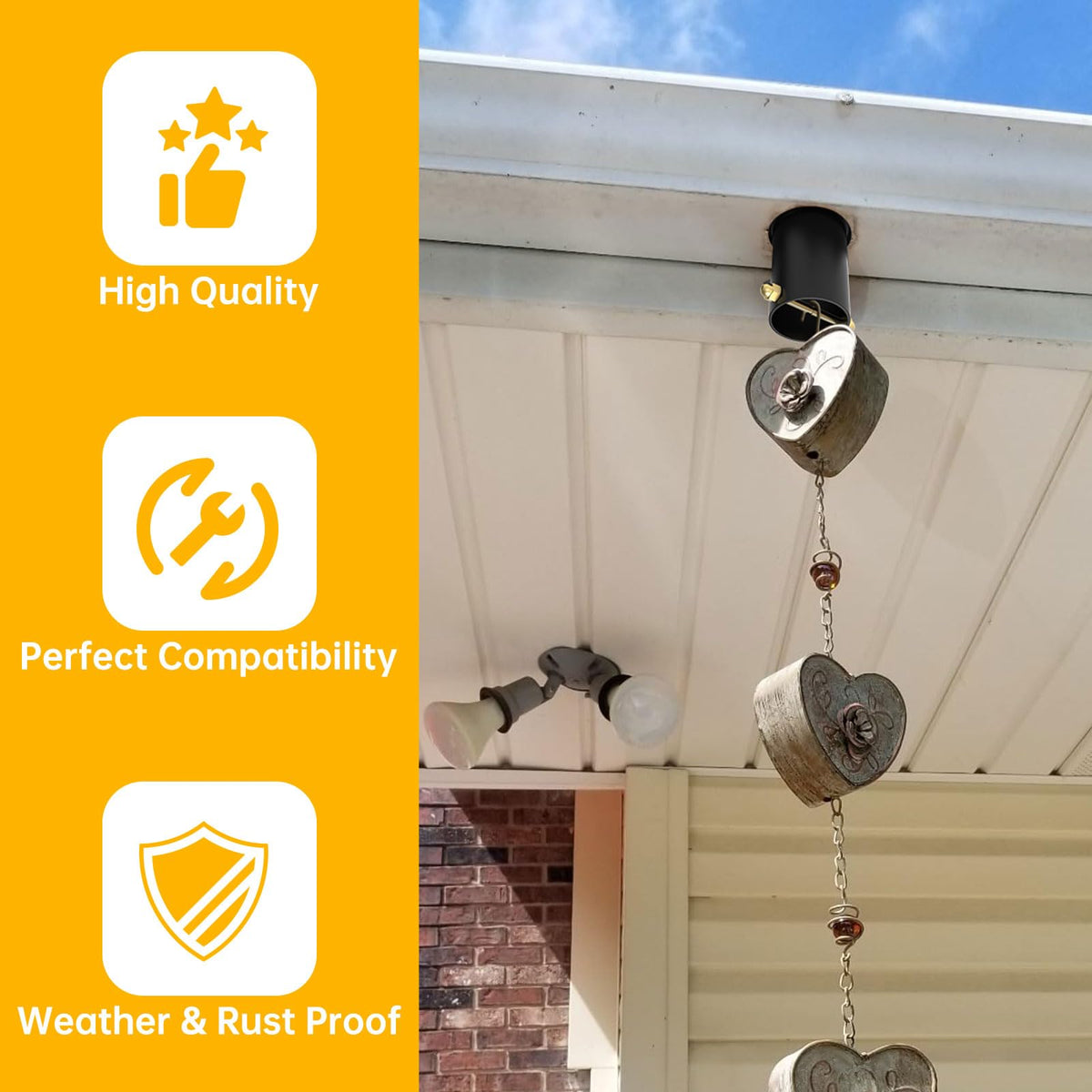 ForoGore rain chain decor enhances exterior with elegant appeal.