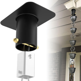 ForoGore rain chain gutter adapter attached to a gutter for seamless drainage.