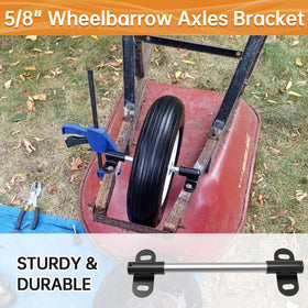 FOROIRON wheelbarrow bracket 2.1x3.3in showing secure axle fit.