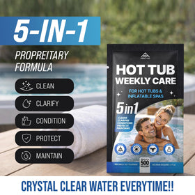 FORTIVO hot tub weekly clarifier being poured to boost clarity.