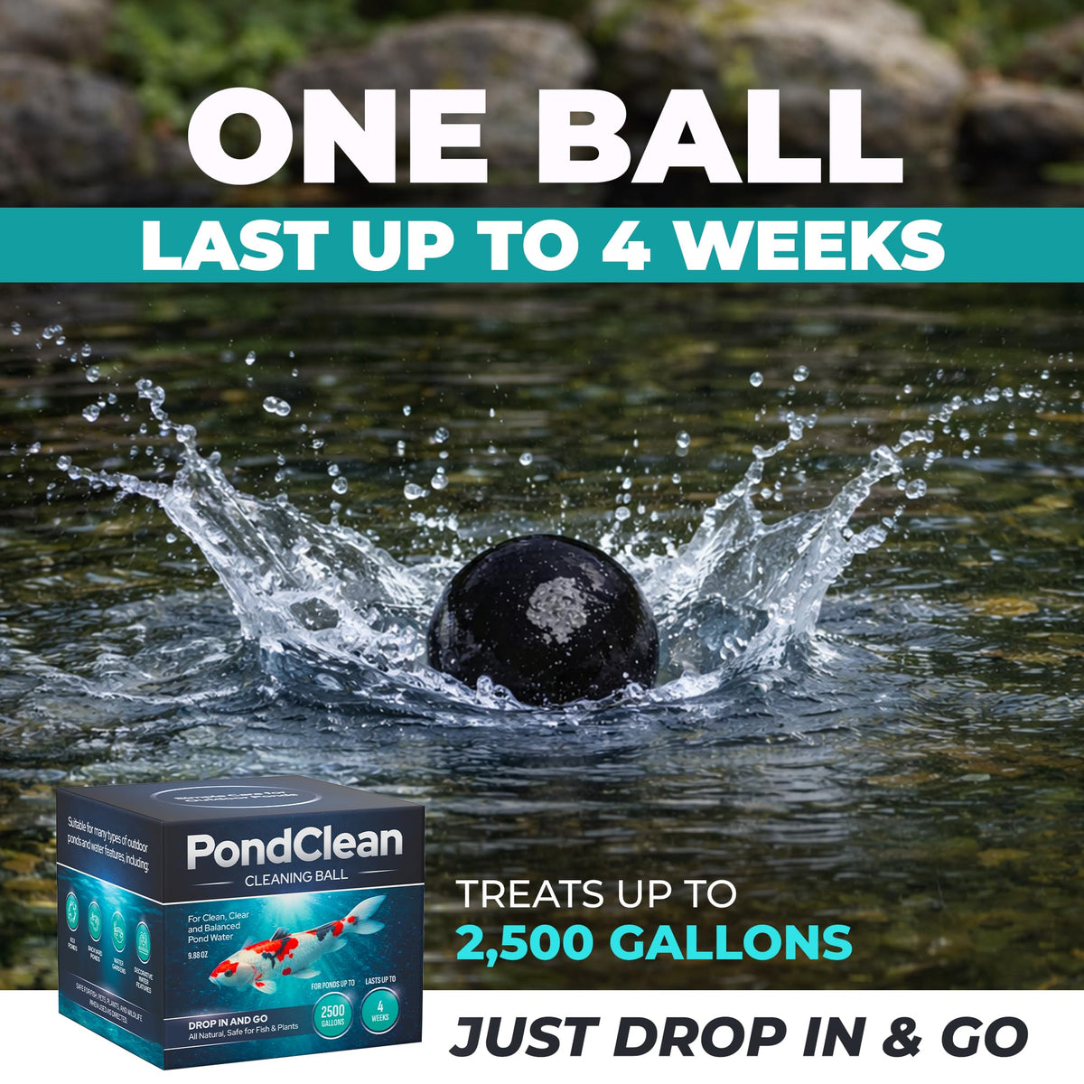 FORTIVO Natural Pond Care Ball close-up of natural ingredients.
