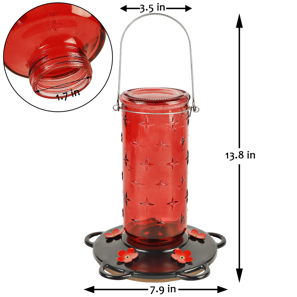 FORUP glass hummingbird feeder with red ports invites hummingbirds to your patio.