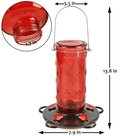 FORUP glass hummingbird feeder with red ports invites hummingbirds to your patio.