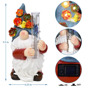 FORUP gnome head with a bird rain gauge serves as whimsical yard decor and measurement