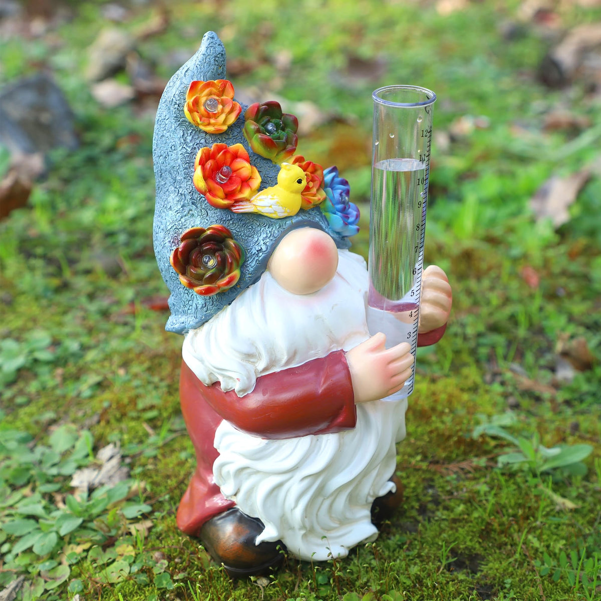 FORUP hand-painted gnome statue accentuates porches, decks, and planter pots