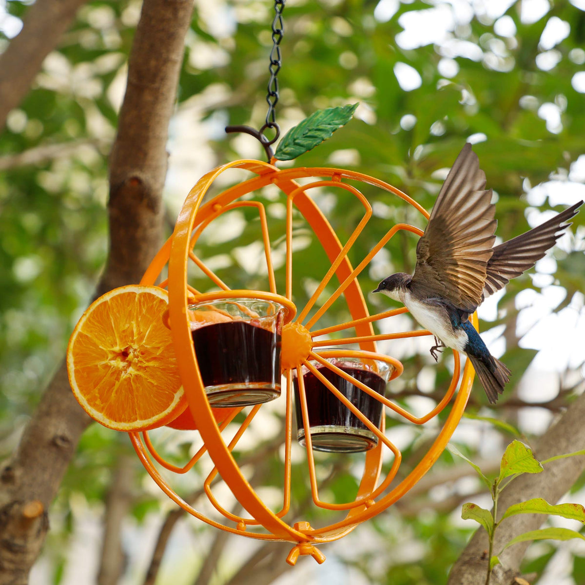 Hanging hook for flexible placement on trees or fences.