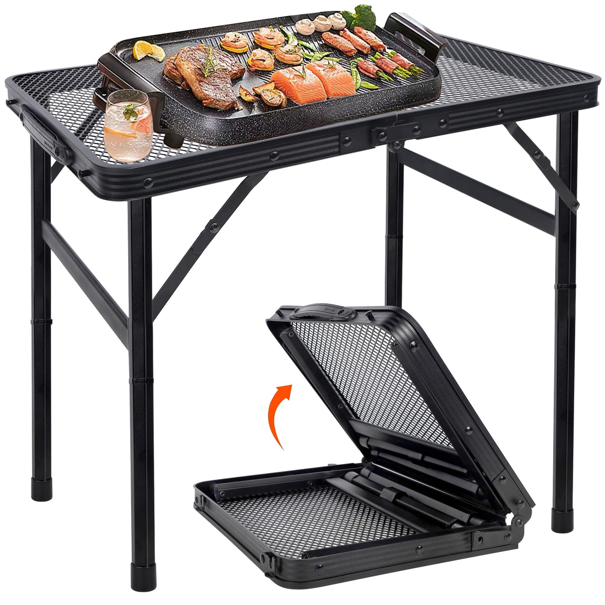 FORUP small folding table with mesh desktop for stable outdoor dining
