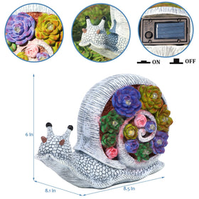 FORUP Snail Garden Statue hand-painted details with vibrant succulents