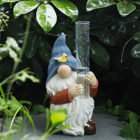 Forup spring garden gnome decor doubles as a rainfall aid.