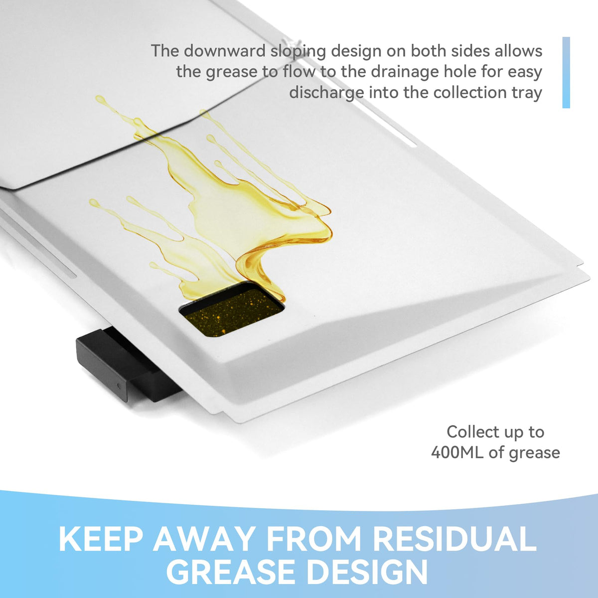 FORYEYC durable aluminum catch pan supports long-lasting grease collection.