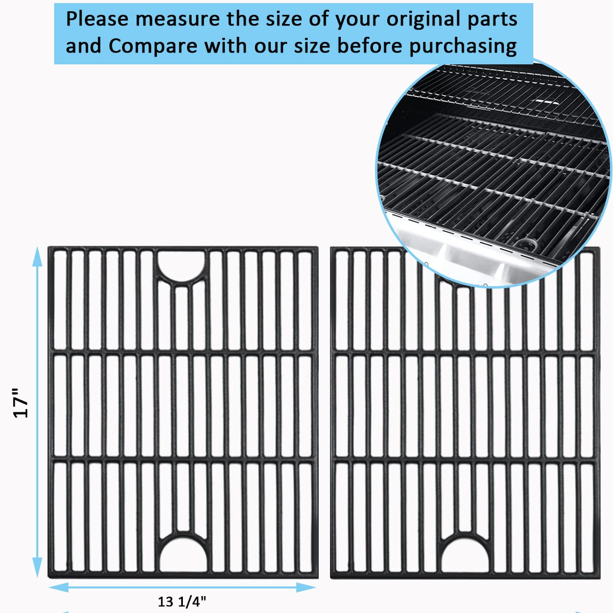 FORYEYC cast-iron porcelain-coated grate showing even heat distribution for consistent searing