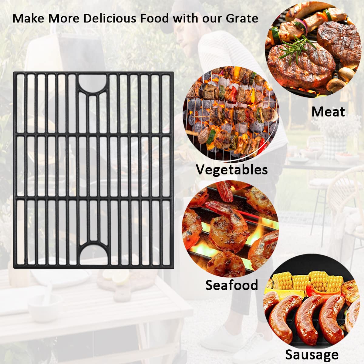 FORYEYC easy-clean cast-iron grate surface facilitates quick wipe-down after grilling
