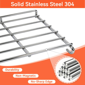 FORYEYC stainless steel warming rack close-up highlights durable corrosion-resistant construction.