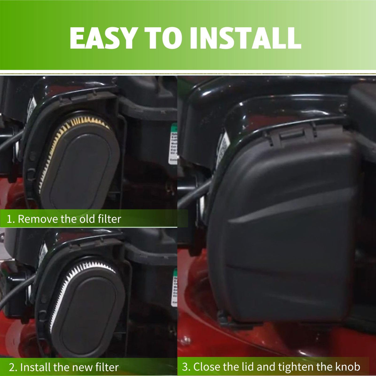 Foserove air cleaner cover seals against dirt and debris during mowing.
