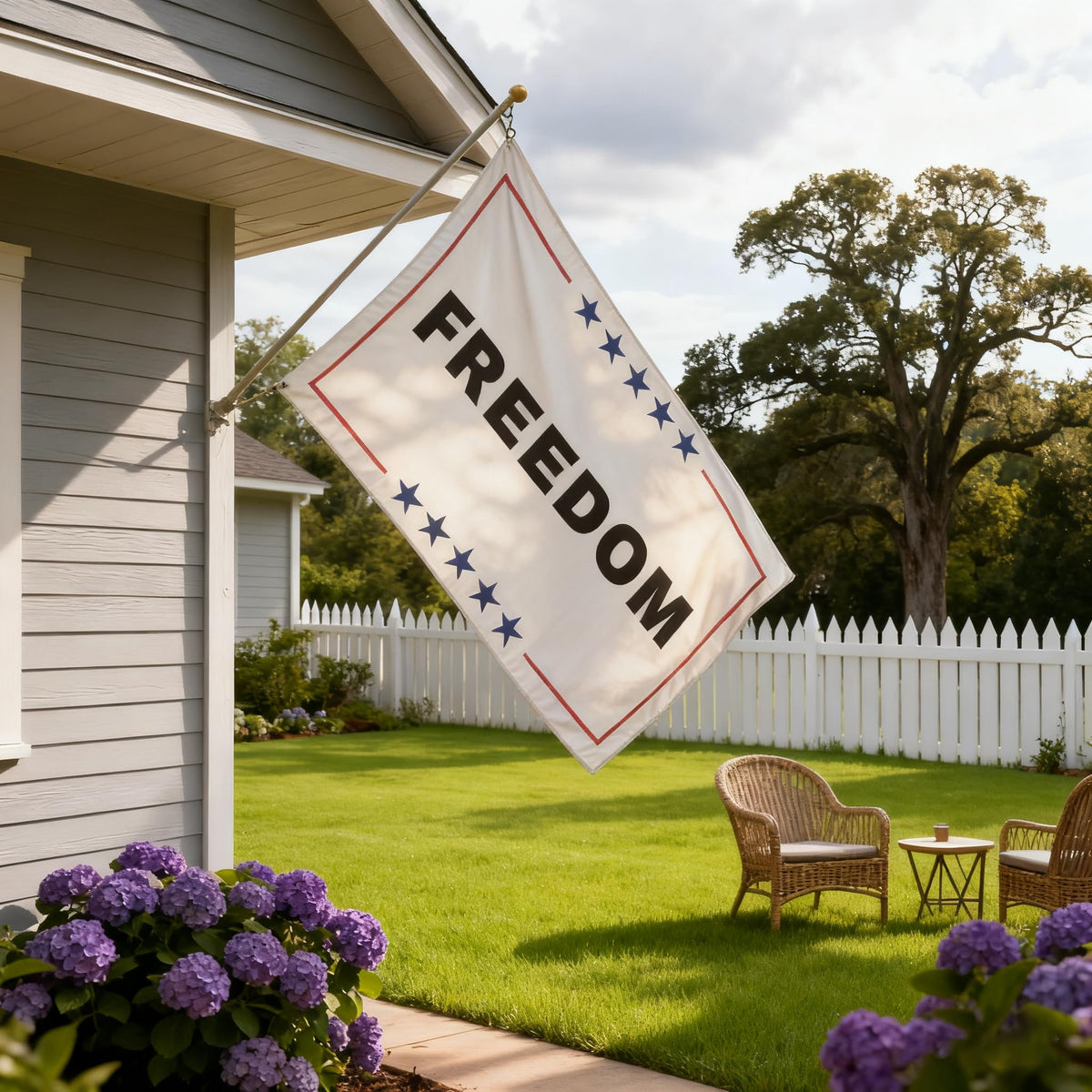 Fosiut Weather-resistant flag ideal for porch or storefront display.
