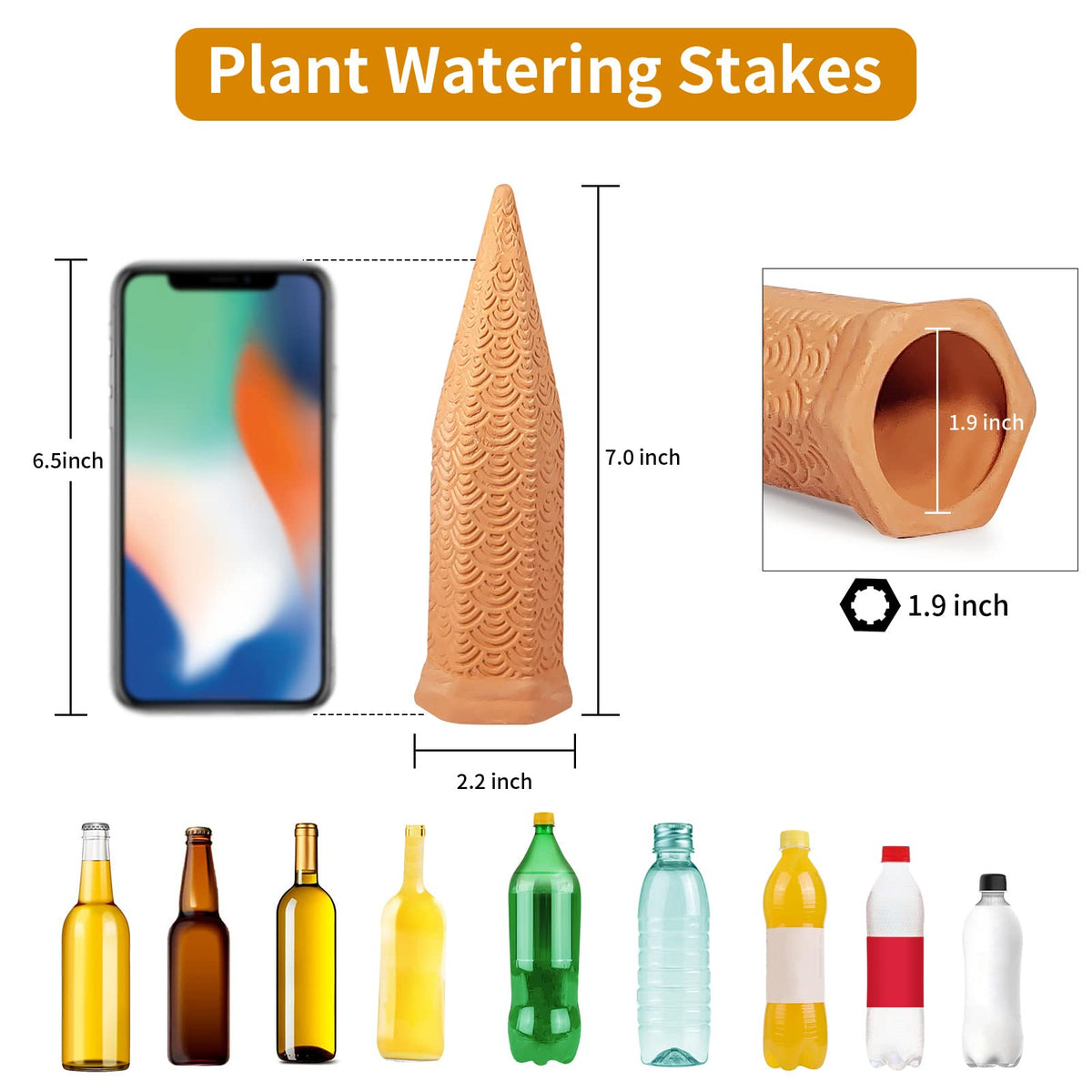 Long-neck bottle attached to a Fosiweelo spike for hands-free irrigation.