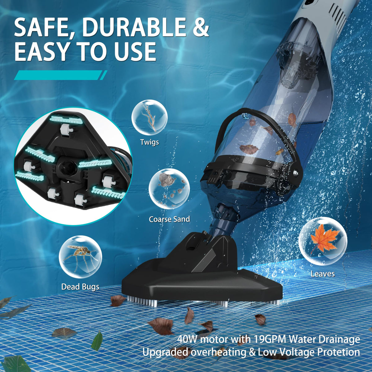 FOTING cordless vacuum battery with 2000mAh capacity for longer cleaning sessions