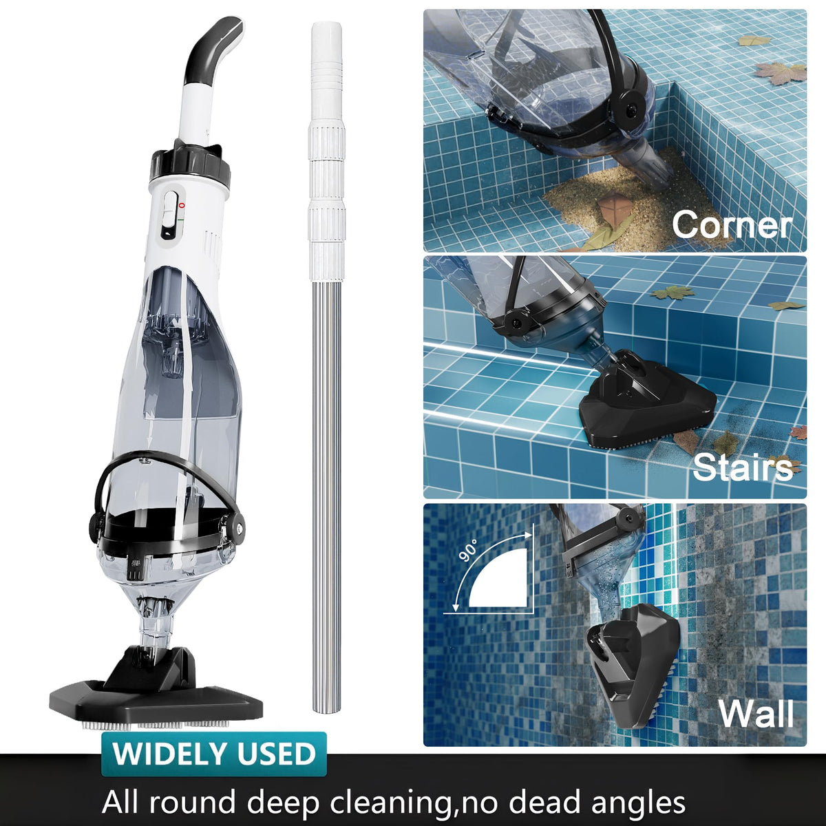 FOTING vacuum brush head enables stair and corner scrubbing for hard-to-reach spots