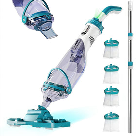 FOTING cordless pool vacuum with LED display shows battery status during cleaning
