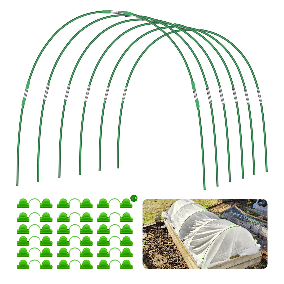 FOTMISHU garden hoops kit for raised beds with 4mm frames, easy DIY protection.
