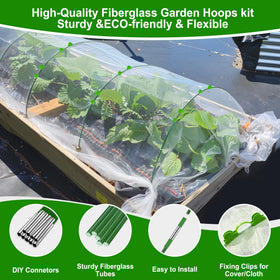 FOTMISHU grow tunnel six-sets in use for season-long seedling protection.