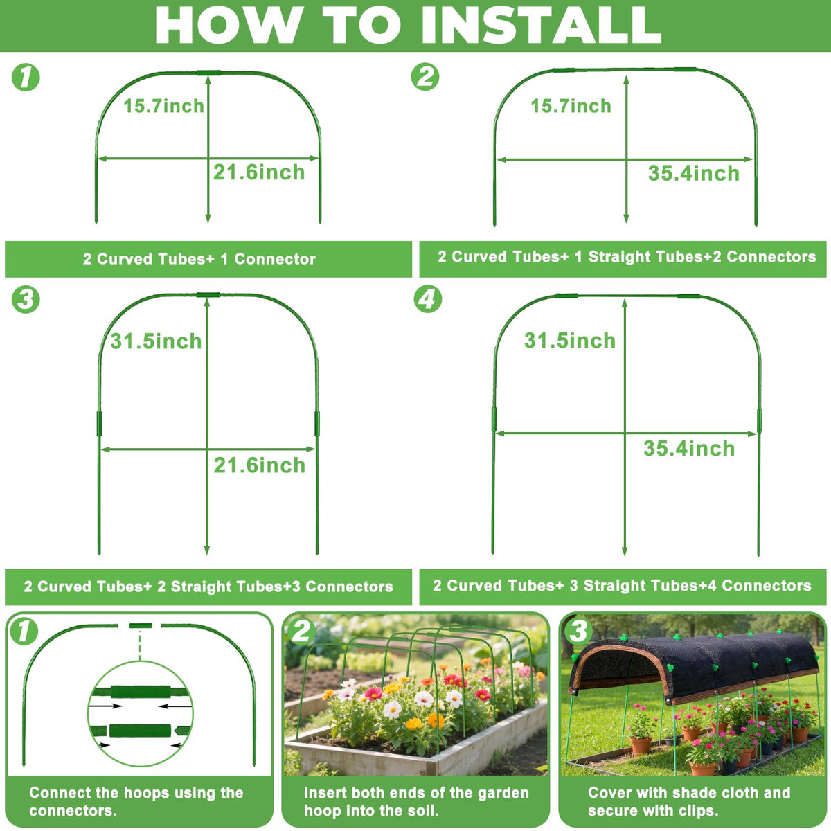 FOTSHARER tube and clip assembly for shade structure