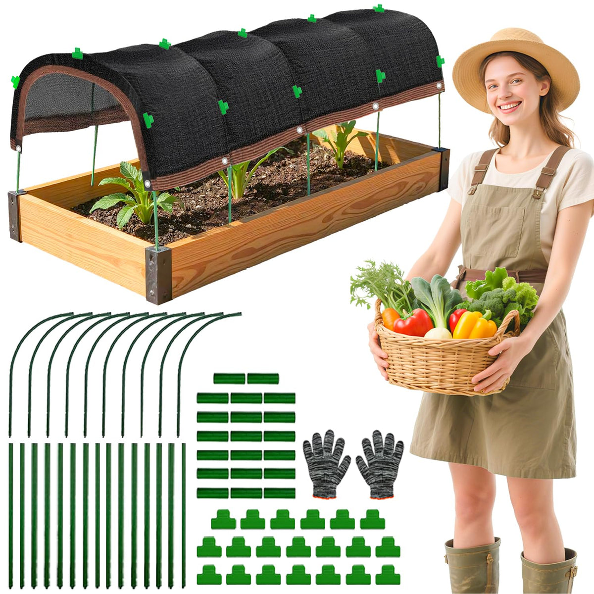 FOTSHARER garden shade cloth kit shields sun over raised beds