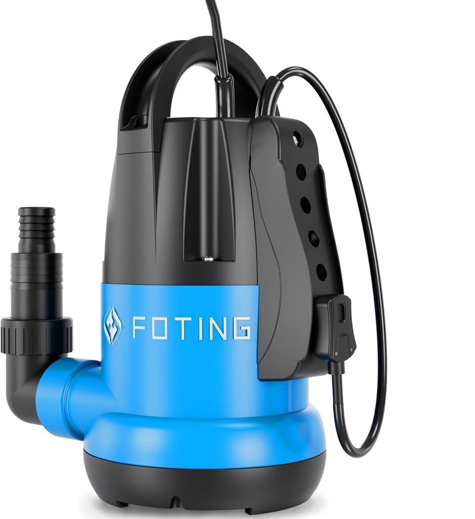 FOTING sump pump top view showing compact design for easy setup