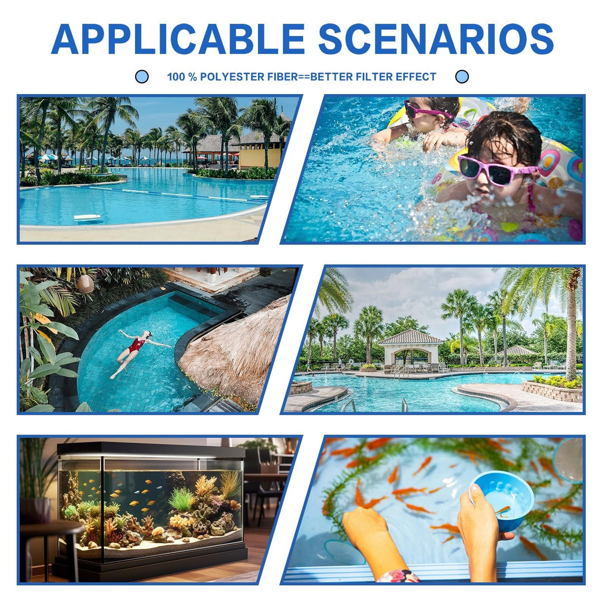 Foubret filter balls in aquarium use, versatile beyond pools.
