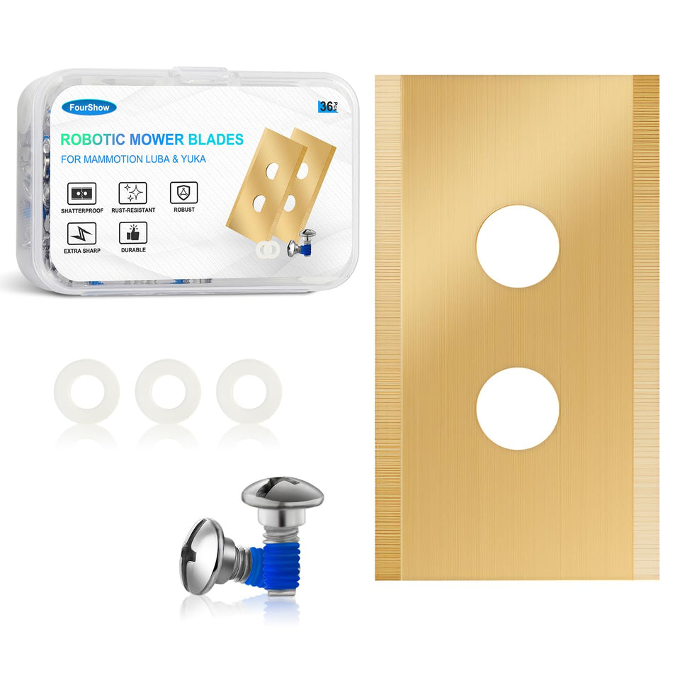 FourShow 36Pcs blades pack for Mammotion Luba and Yuka, ready for edge-to-edge lawn care