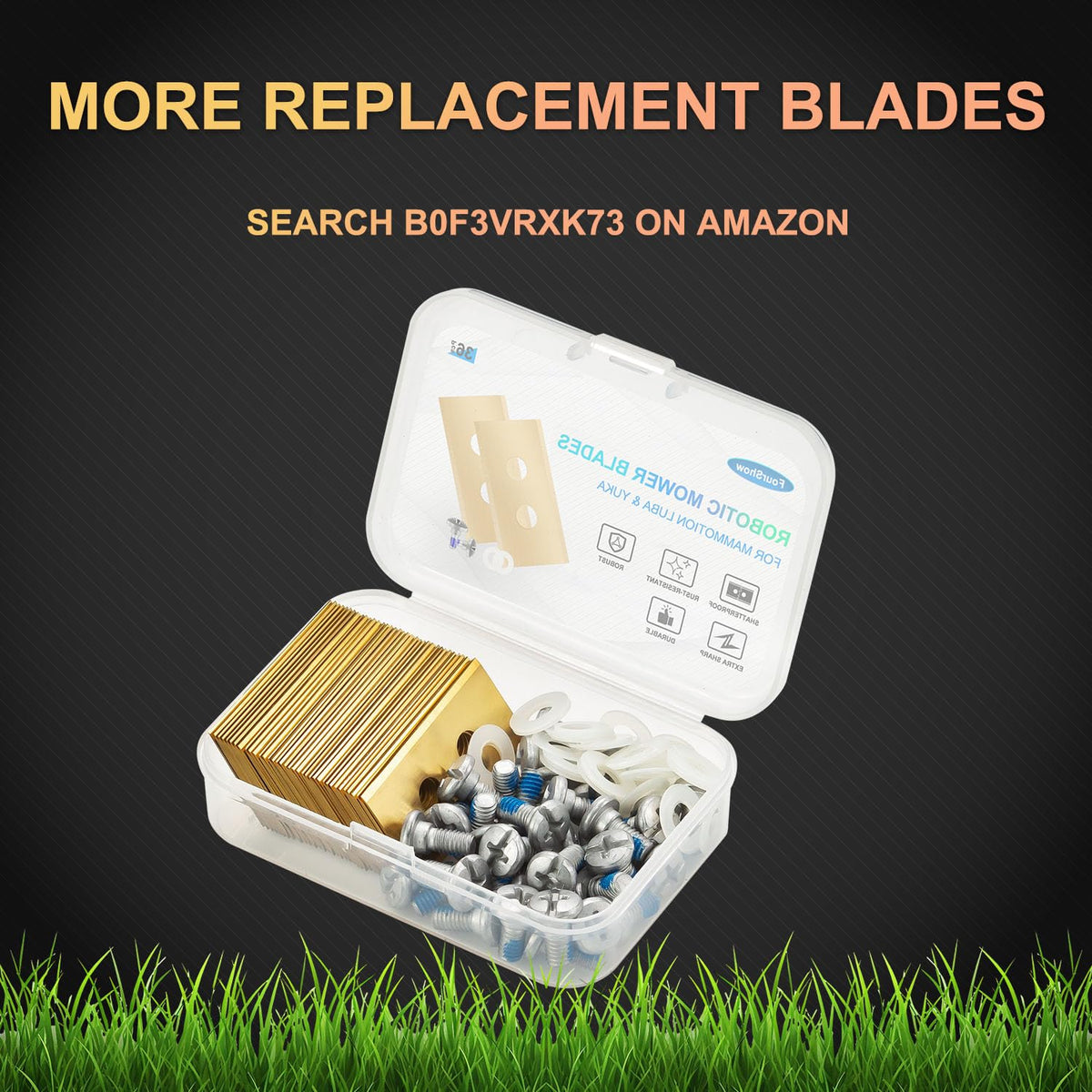 FourShow upgrade-view image highlights durable blade parts for reliable mowing.