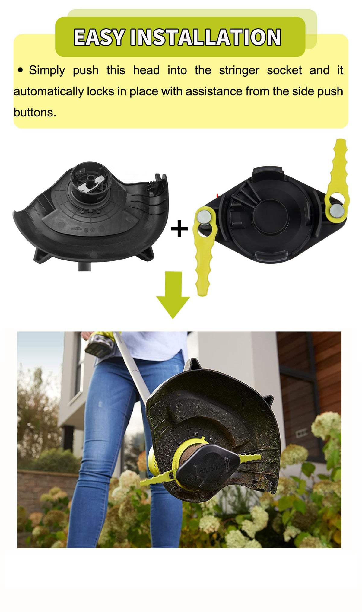 Close-up of FourShow PA6 nylon blades highlighting durable material
