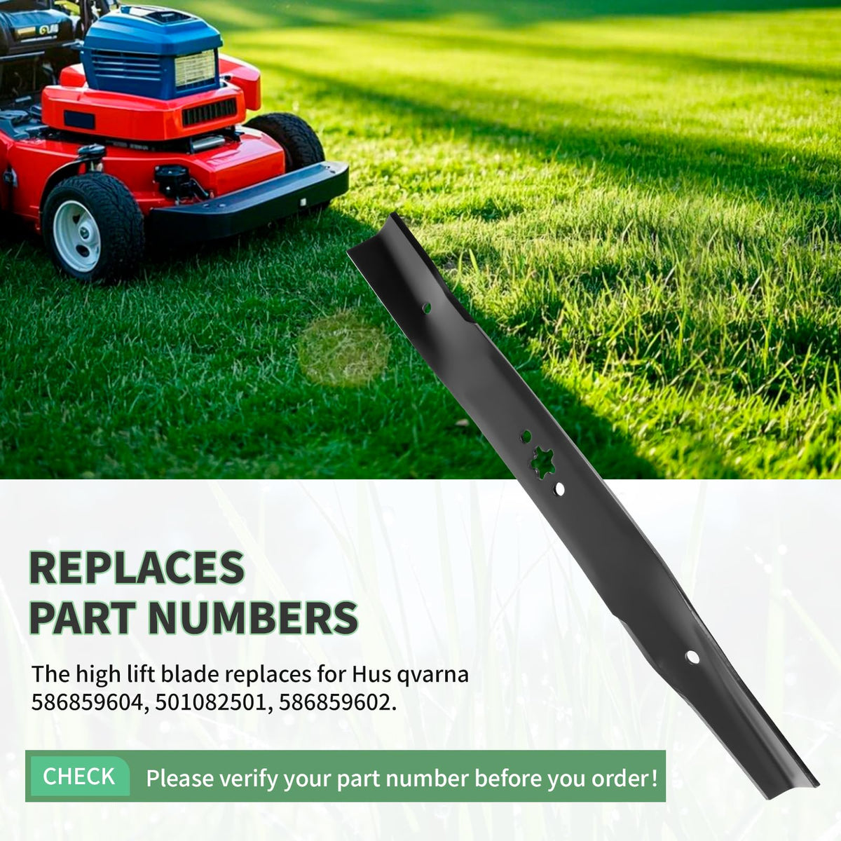 Fourtry blade fit guide verifies alignment with 21-inch decks.