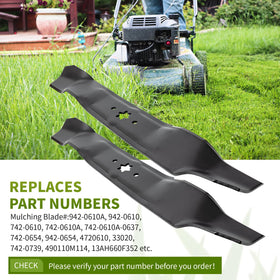Fourtry 38-deck mower blades front view, designed for clean, even mulching