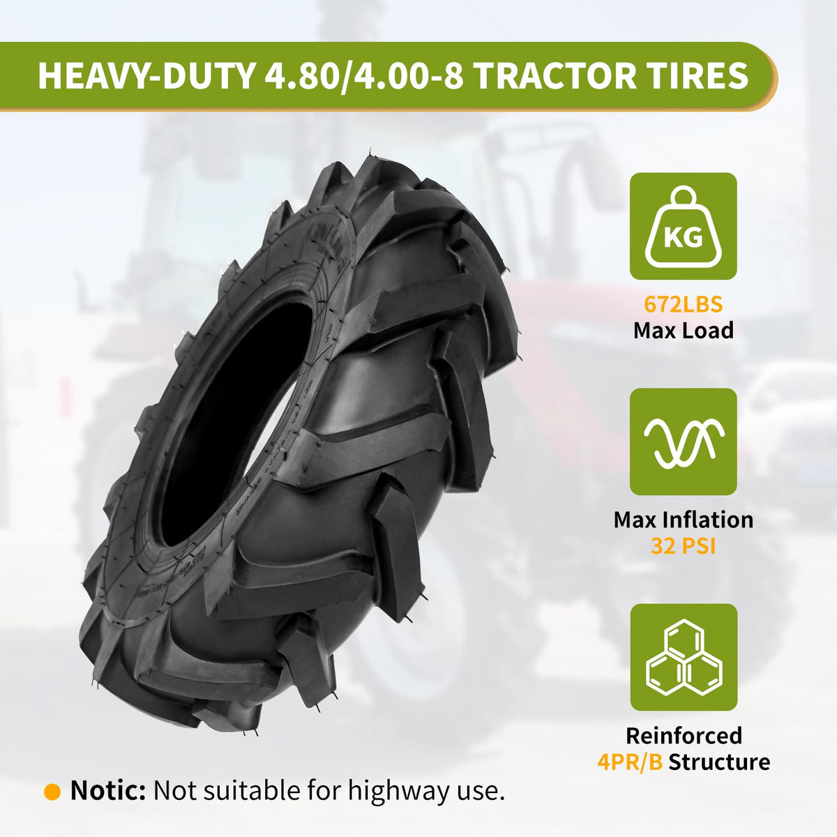Fourtry set includes gloves and tires ready for heavy-duty tasks.