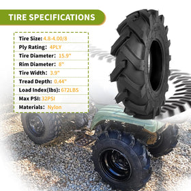 Fourtry 4.80/4.00-8 tire puncture resistance in tough terrain.