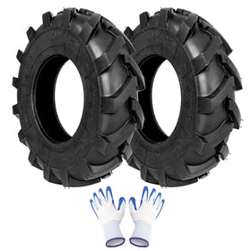 Fourtry 4.80/4.00-8 tire tread detail for mud and gravel traction.