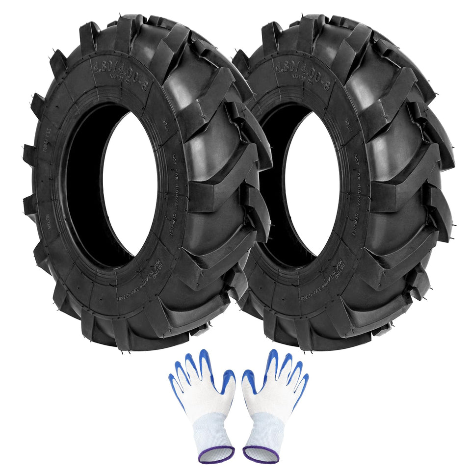 Fourtry 4.80/4.00-8 tire tread detail for mud and gravel traction.