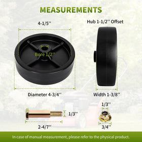 Fourtry rear deck wheel for Cub Cadet LT1042/LT1045 enhances cut consistency
