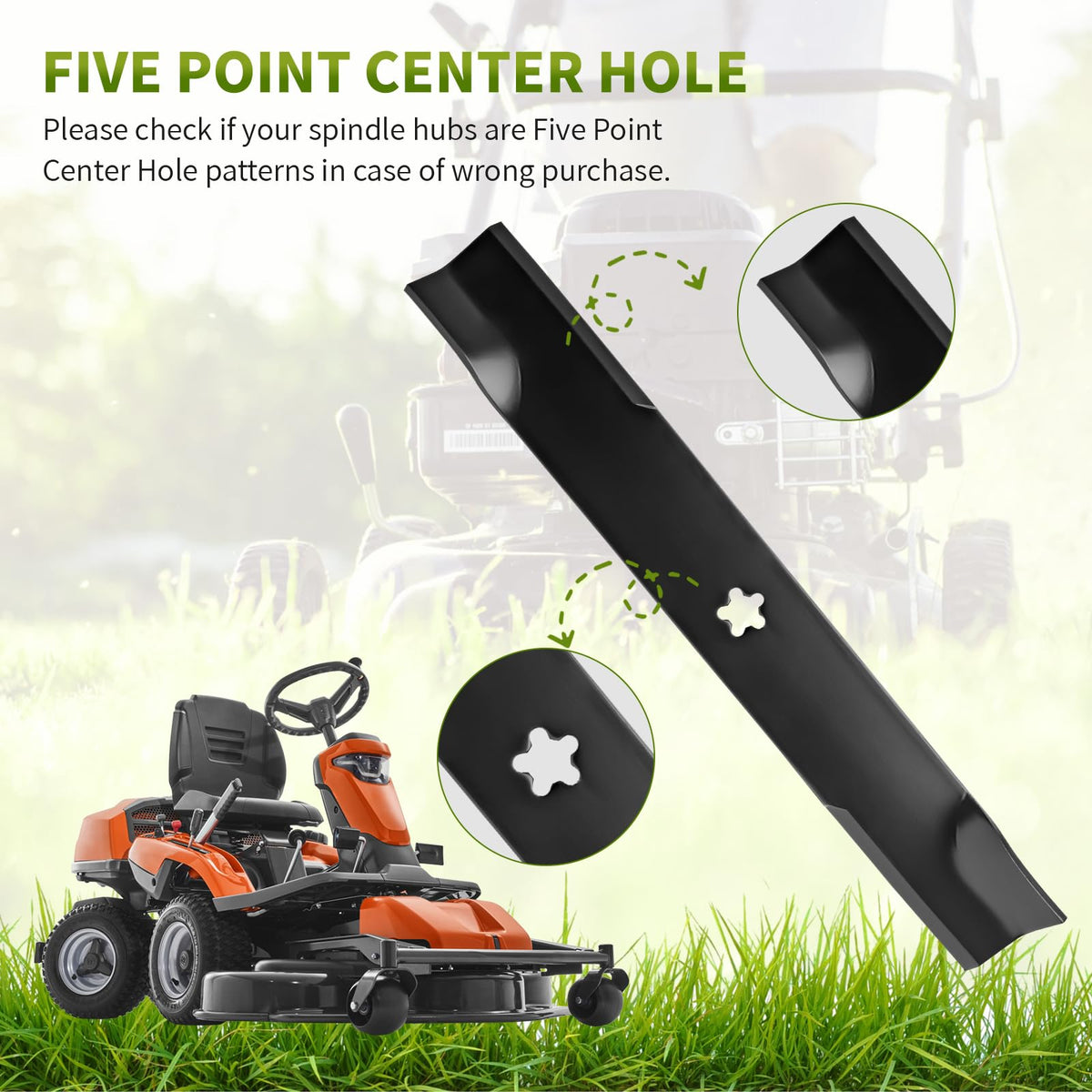 Fourtry durable metal blade construction resists wear for lasting mowing performance.